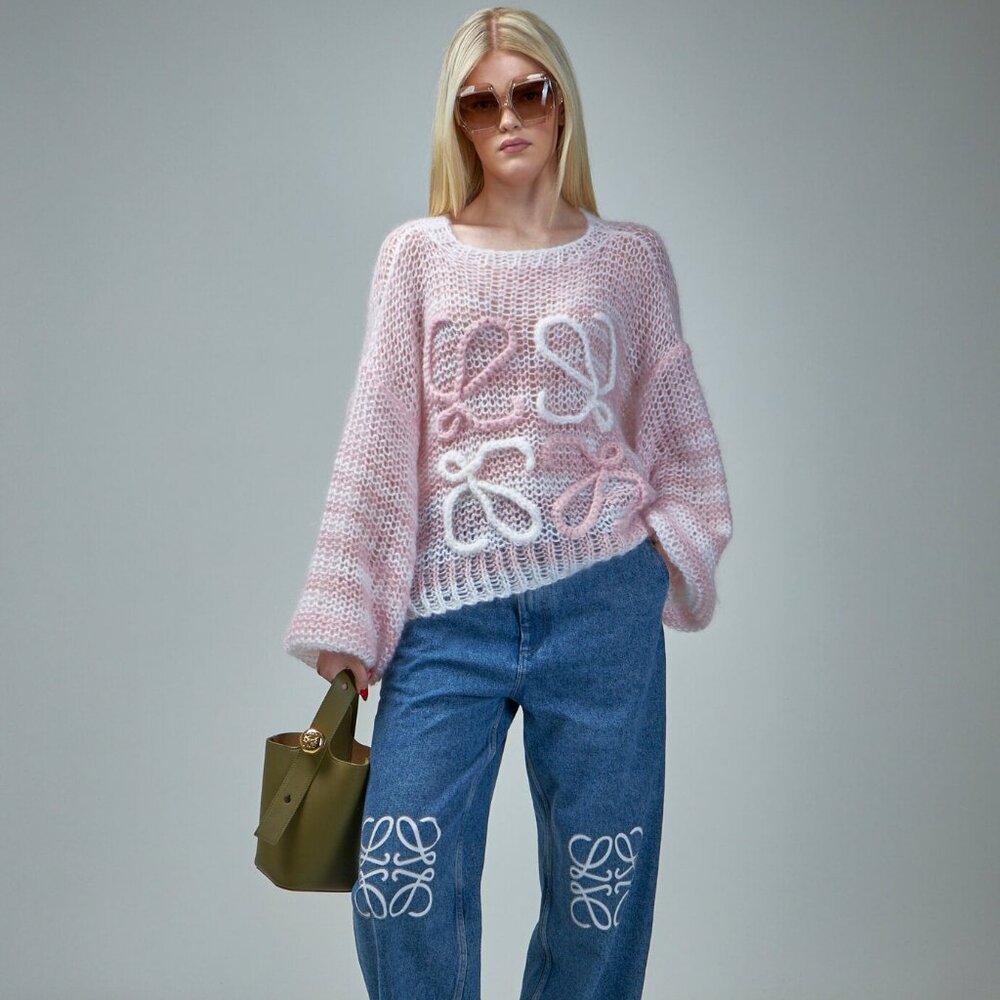 LOEWE Anagram striped mohair-blend sweater